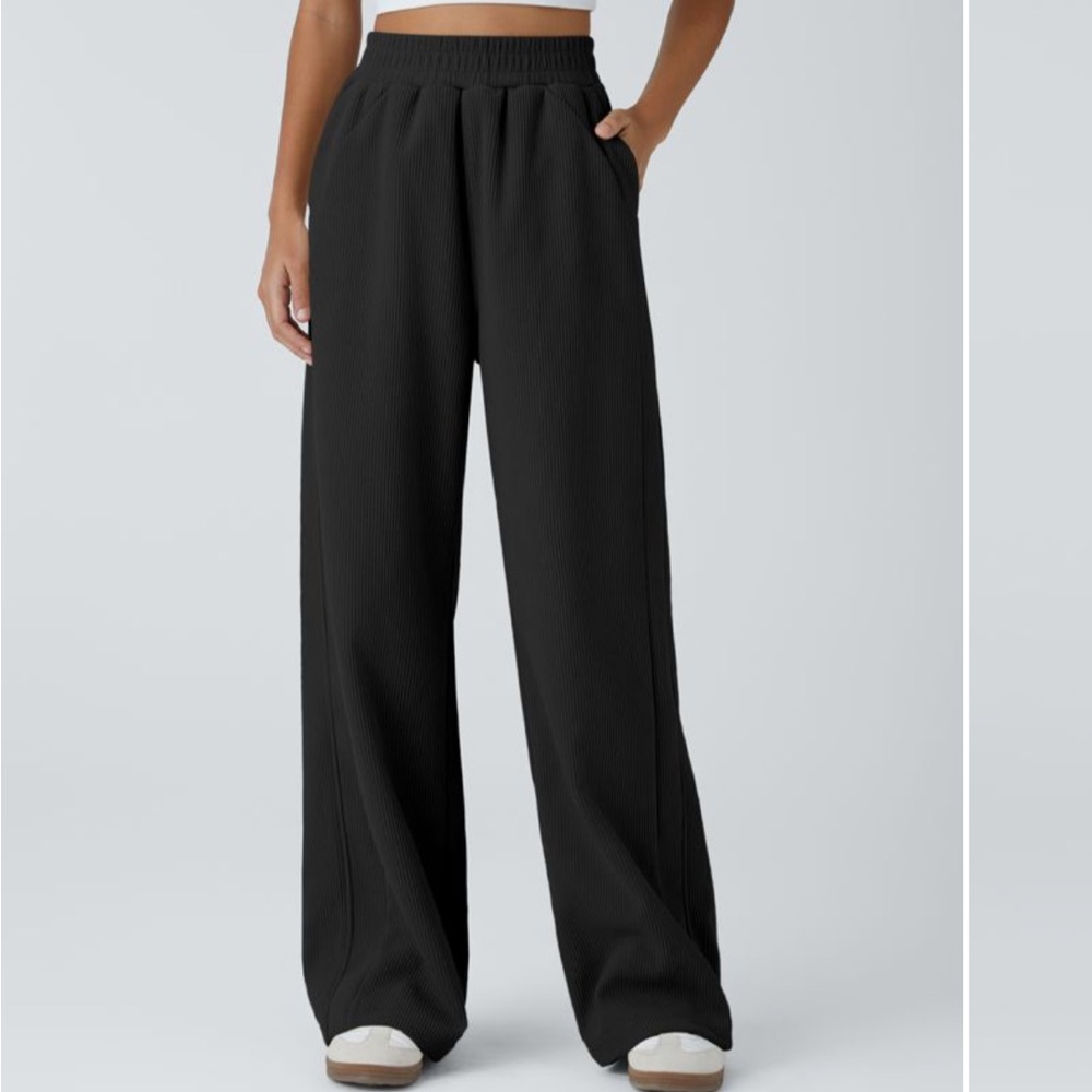 NWT Corduroy Ribbed Casual Mop Black Pants